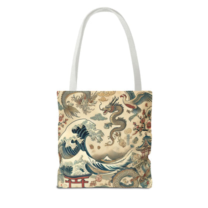 Dragon & Wave Design Tote Bag - Stylish Eco-Friendly Tote for Everyday Use