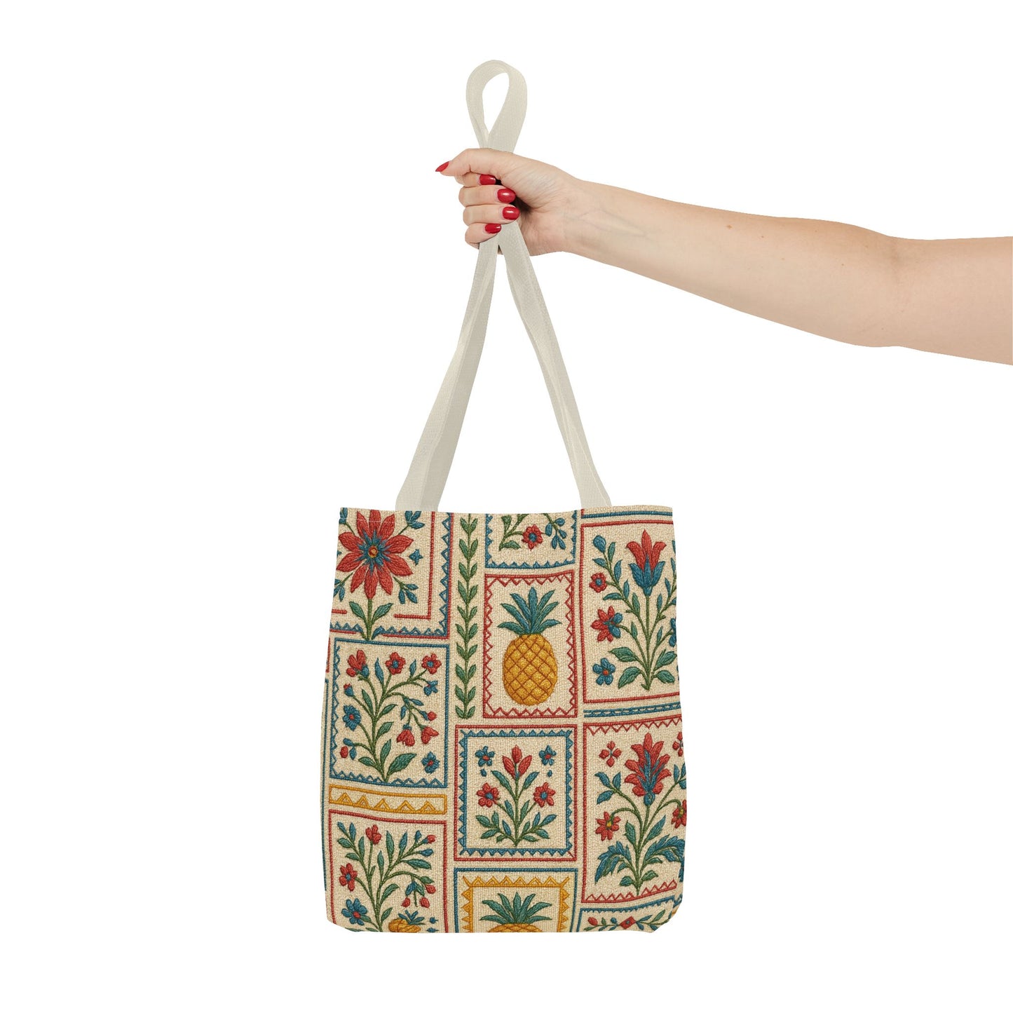 Vintage Floral Pineapple Tote Bag – Boho Chic Eco-Friendly Accessory