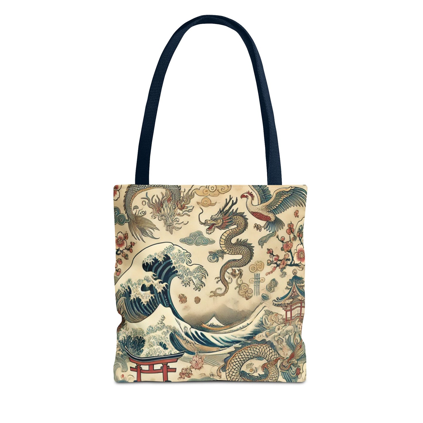 Dragon & Wave Design Tote Bag - Stylish Eco-Friendly Tote for Everyday Use