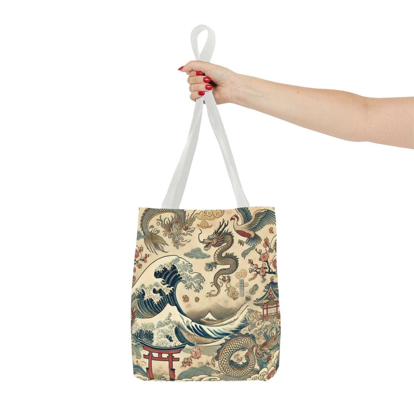 Dragon & Wave Design Tote Bag - Stylish Eco-Friendly Tote for Everyday Use