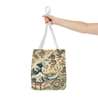 Dragon & Wave Design Tote Bag - Stylish Eco-Friendly Tote for Everyday Use