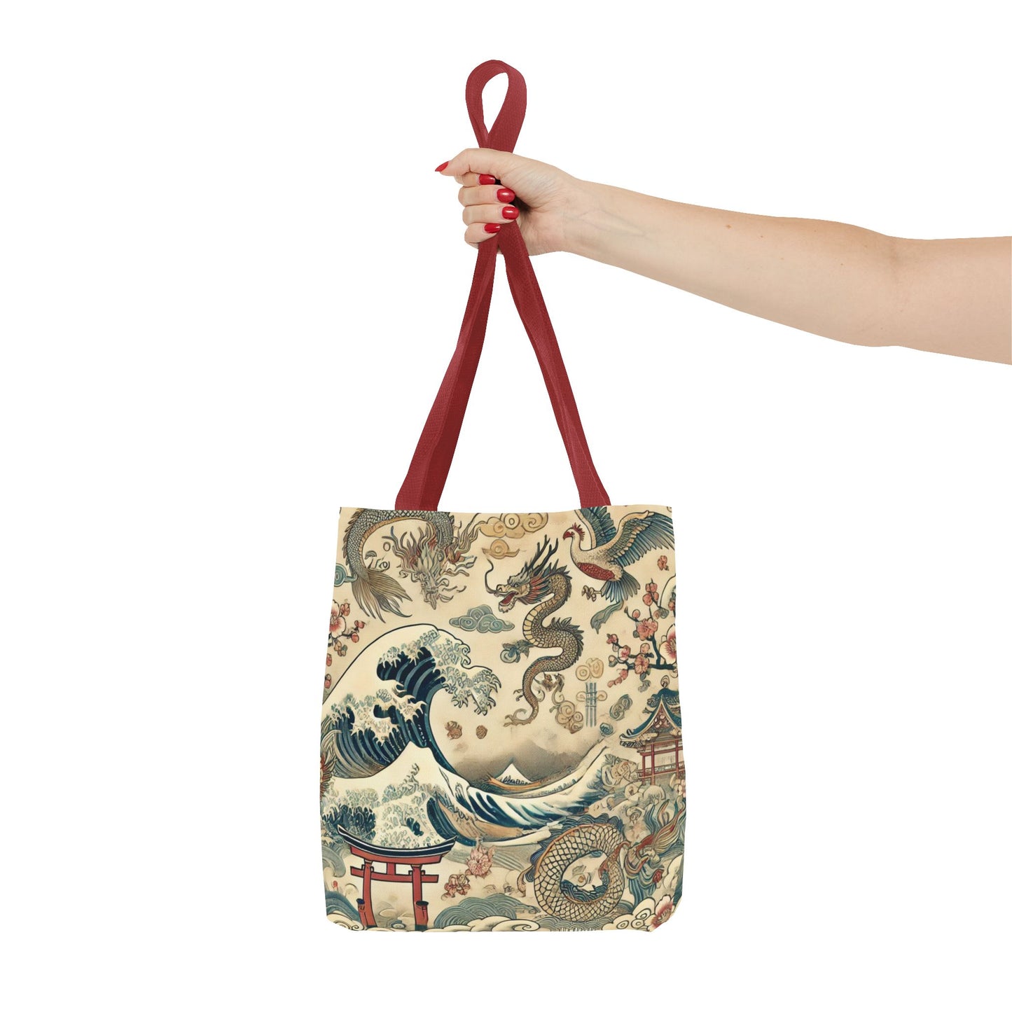 Dragon & Wave Design Tote Bag - Stylish Eco-Friendly Tote for Everyday Use