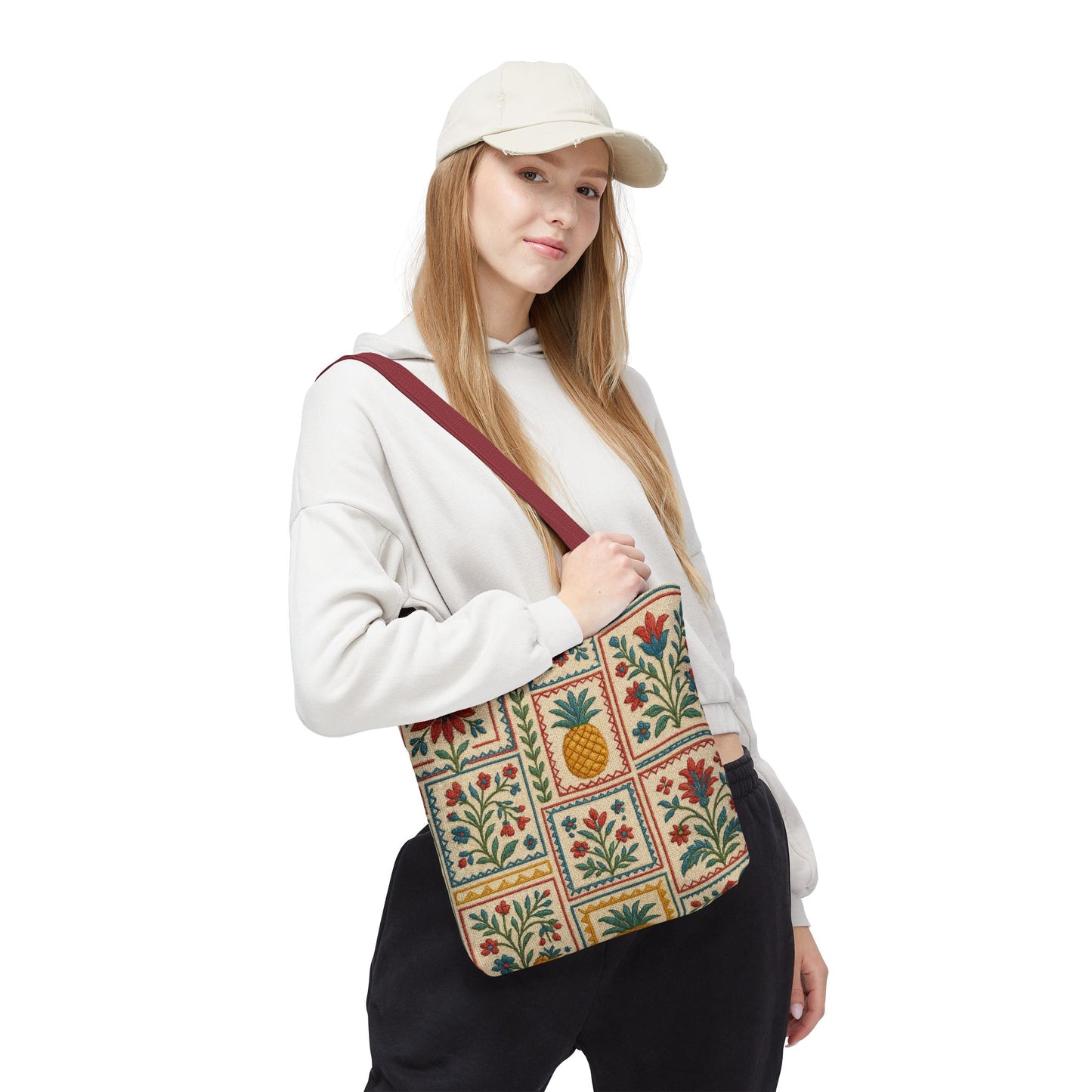 Vintage Floral Pineapple Tote Bag – Boho Chic Eco-Friendly Accessory