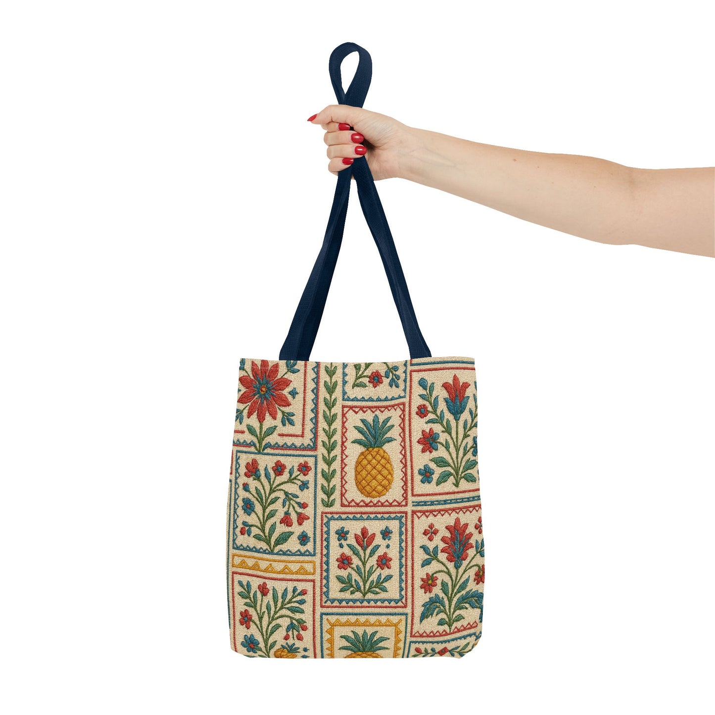 Vintage Floral Pineapple Tote Bag – Boho Chic Eco-Friendly Accessory