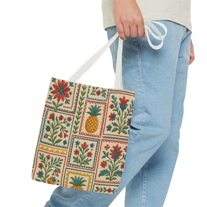 Vintage Floral Pineapple Tote Bag – Boho Chic Eco-Friendly Accessory