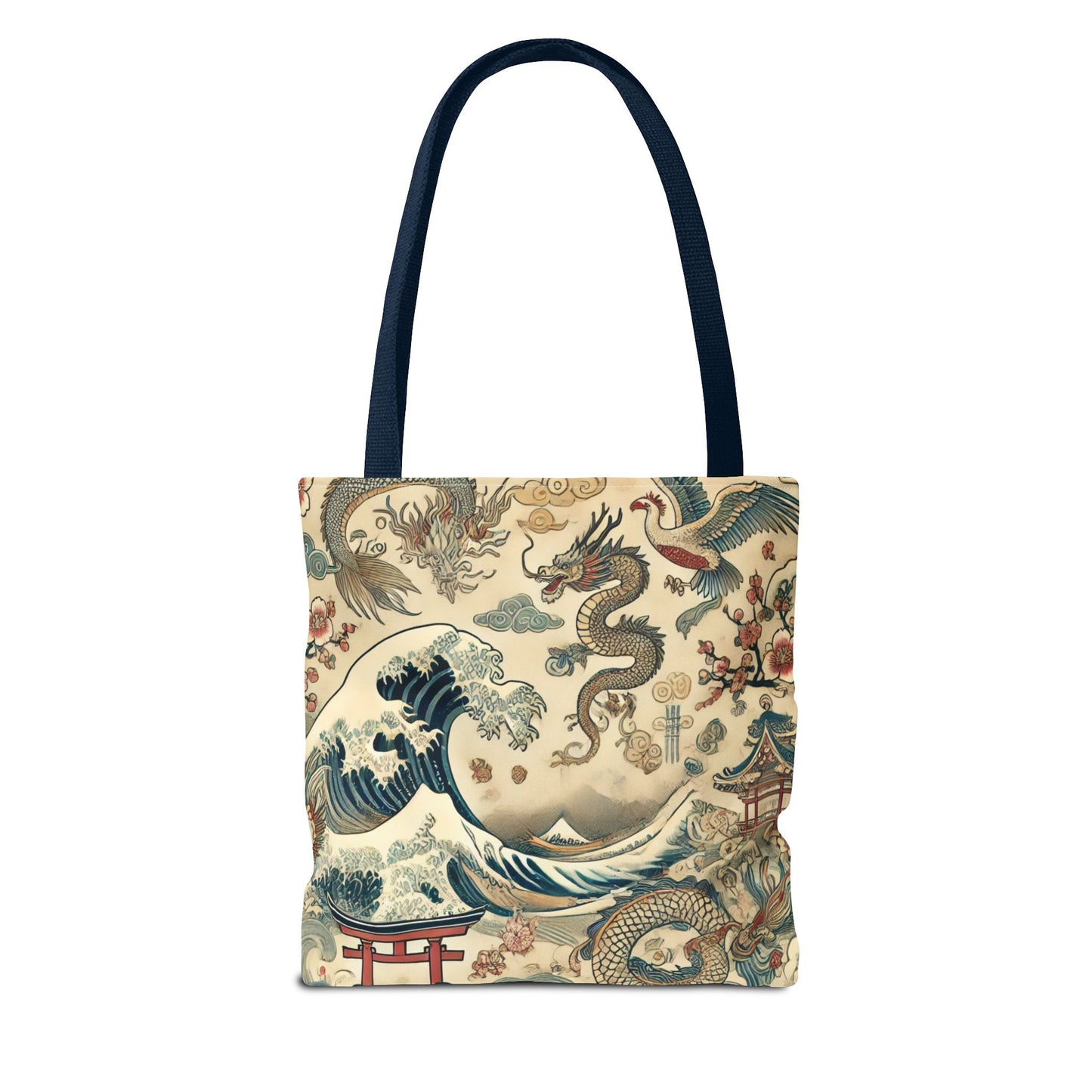 Dragon & Wave Design Tote Bag - Stylish Eco-Friendly Tote for Everyday Use