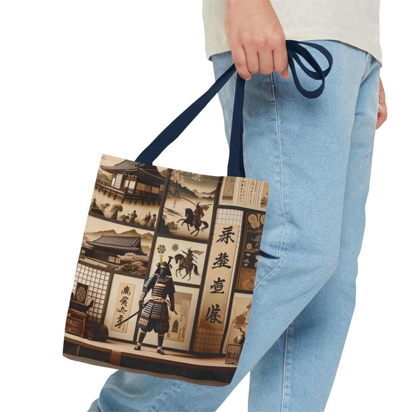 Vintage Samurai Art Tote Bag - Unique Ethnic Design for Everyday Use