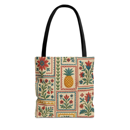 Vintage Floral Pineapple Tote Bag – Boho Chic Eco-Friendly Accessory