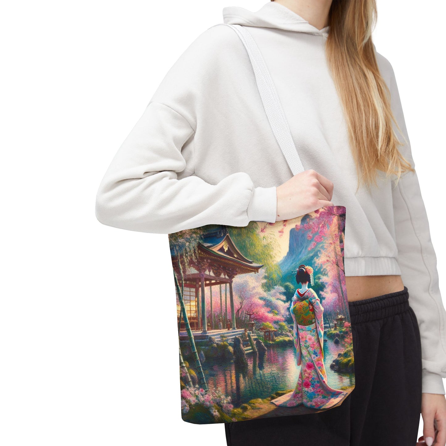 Elegant Cherry Blossom Tote Bag - Japanese Aesthetic Design