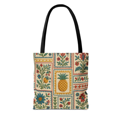 Vintage Floral Pineapple Tote Bag – Boho Chic Eco-Friendly Accessory