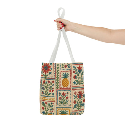 Vintage Floral Pineapple Tote Bag – Boho Chic Eco-Friendly Accessory