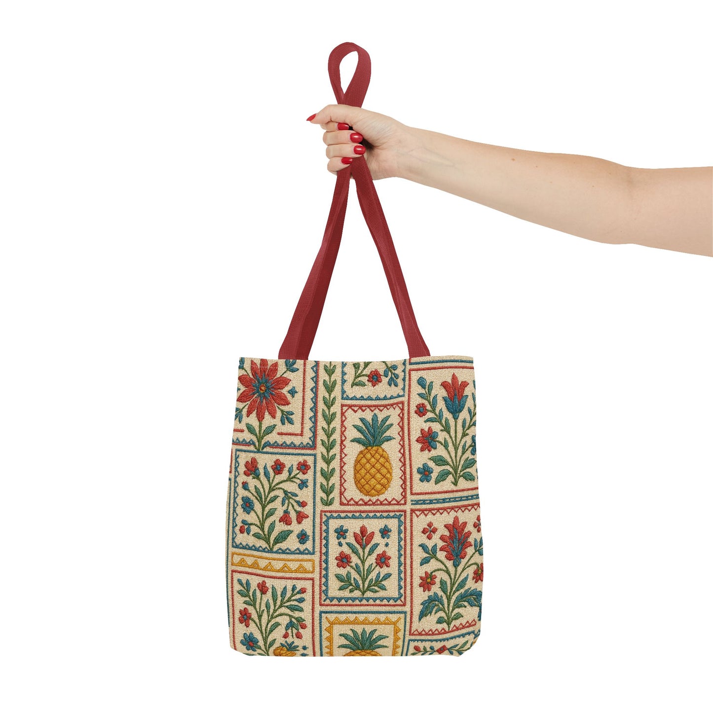 Vintage Floral Pineapple Tote Bag – Boho Chic Eco-Friendly Accessory