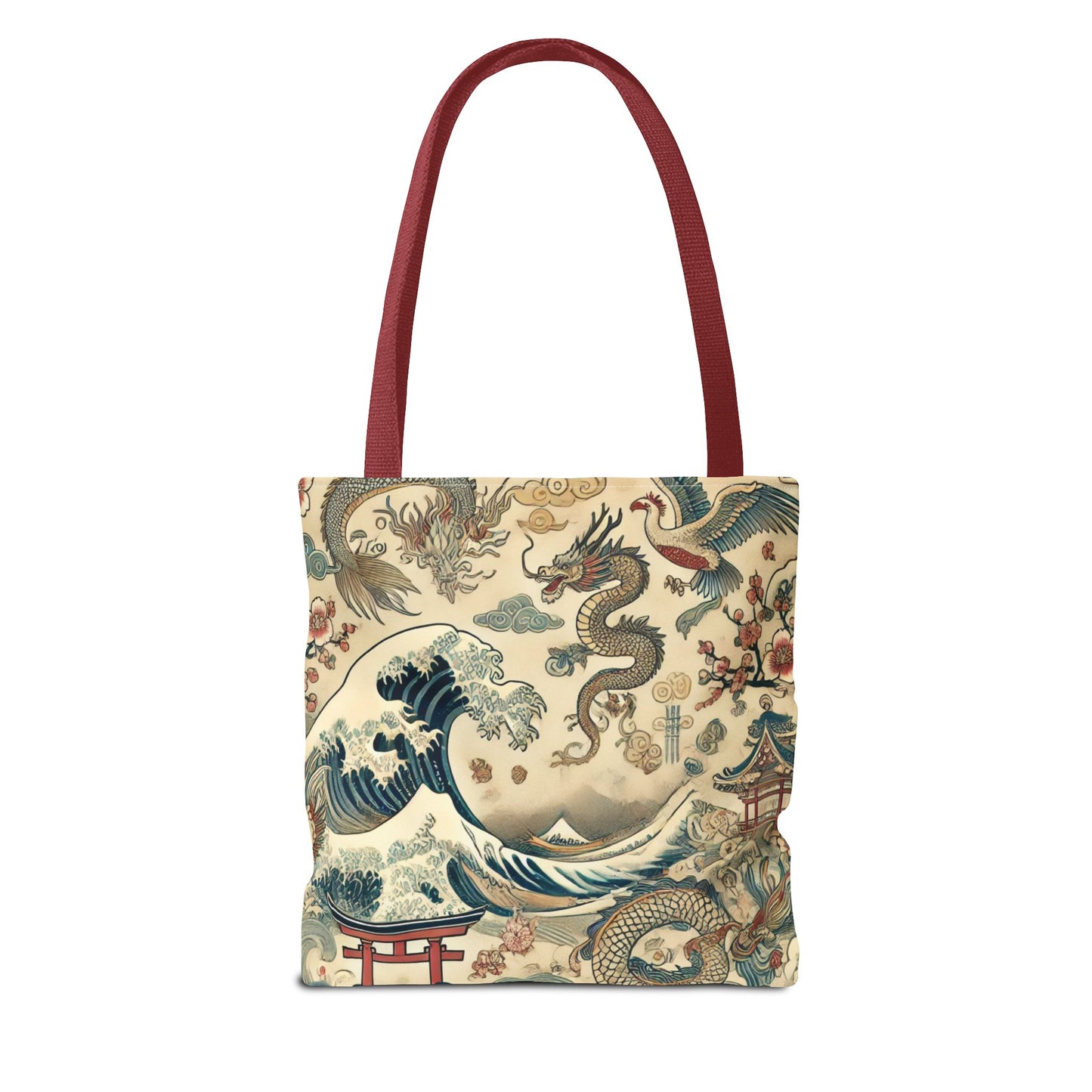 Dragon & Wave Design Tote Bag - Stylish Eco-Friendly Tote for Everyday Use
