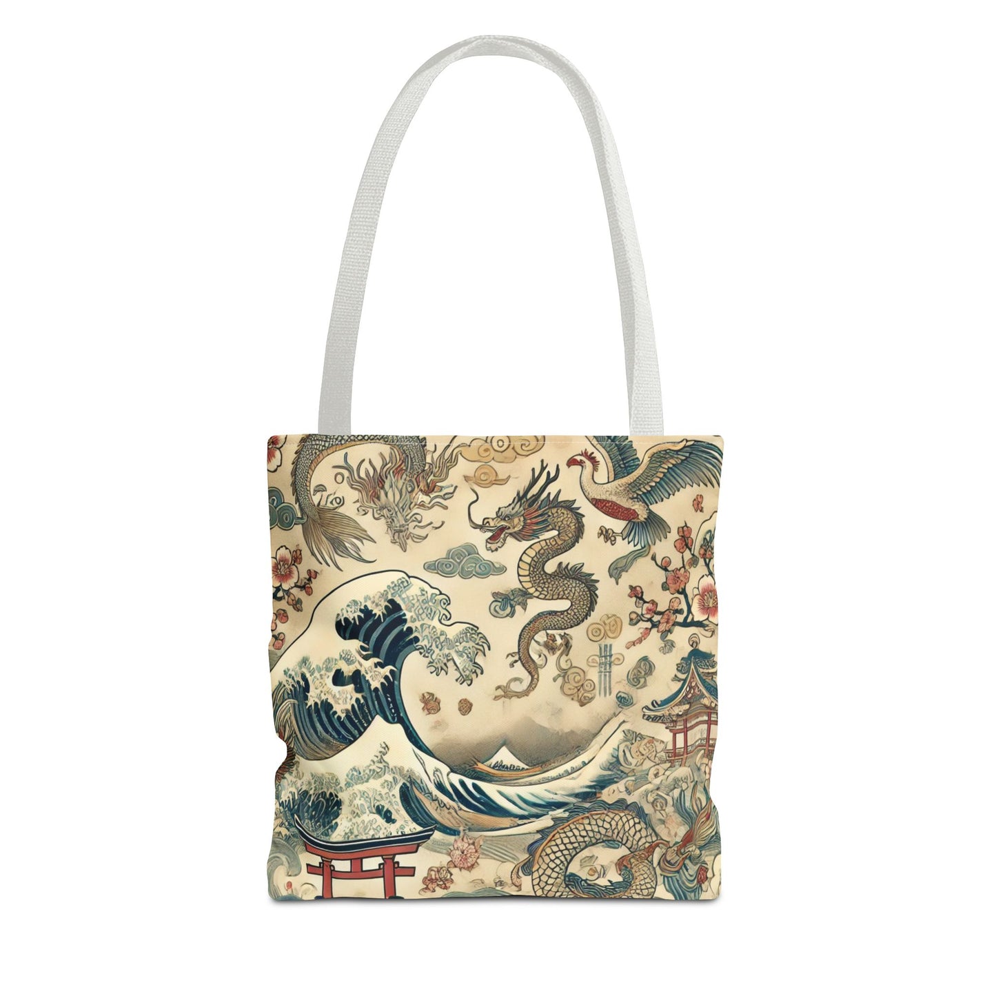 Dragon & Wave Design Tote Bag - Stylish Eco-Friendly Tote for Everyday Use