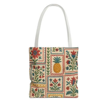 Vintage Floral Pineapple Tote Bag – Boho Chic Eco-Friendly Accessory