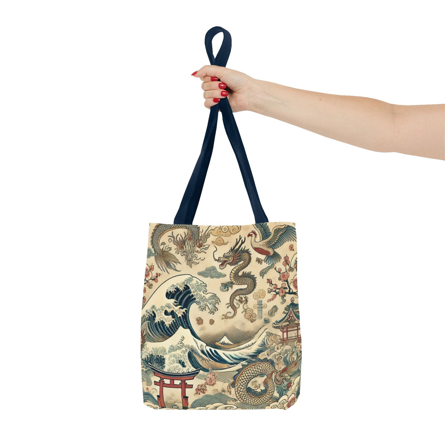 Dragon & Wave Design Tote Bag - Stylish Eco-Friendly Tote for Everyday Use