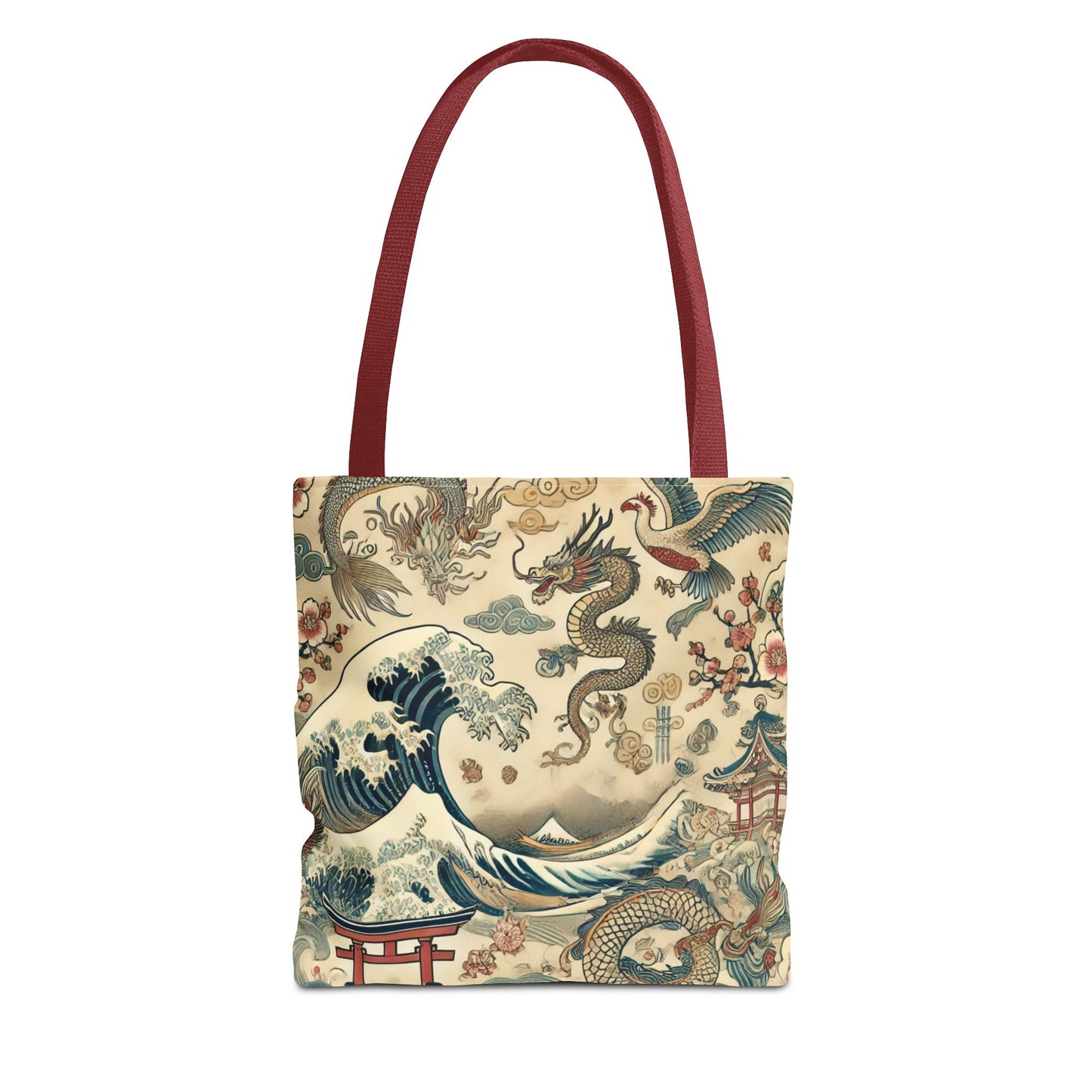 Dragon & Wave Design Tote Bag - Stylish Eco-Friendly Tote for Everyday Use