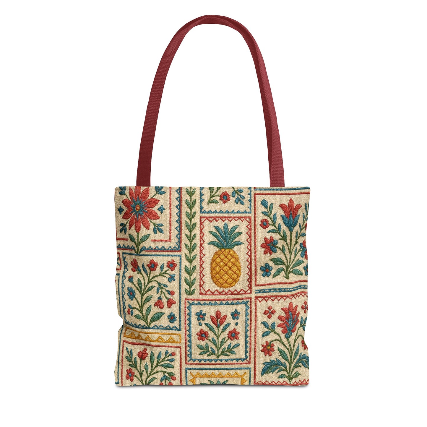 Vintage Floral Pineapple Tote Bag – Boho Chic Eco-Friendly Accessory