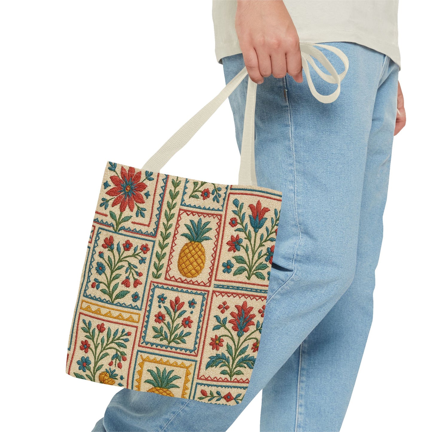 Vintage Floral Pineapple Tote Bag – Boho Chic Eco-Friendly Accessory