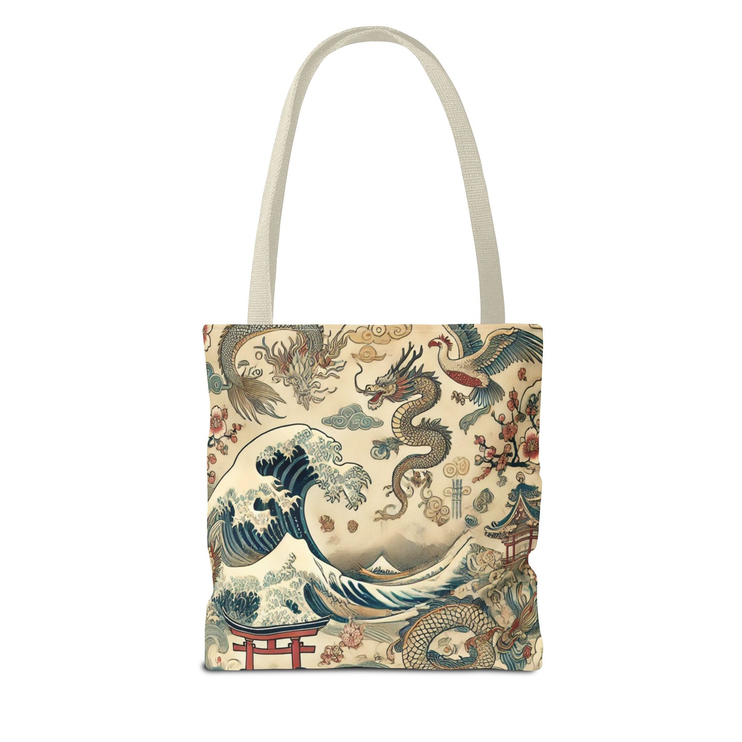 Dragon & Wave Design Tote Bag - Stylish Eco-Friendly Tote for Everyday Use