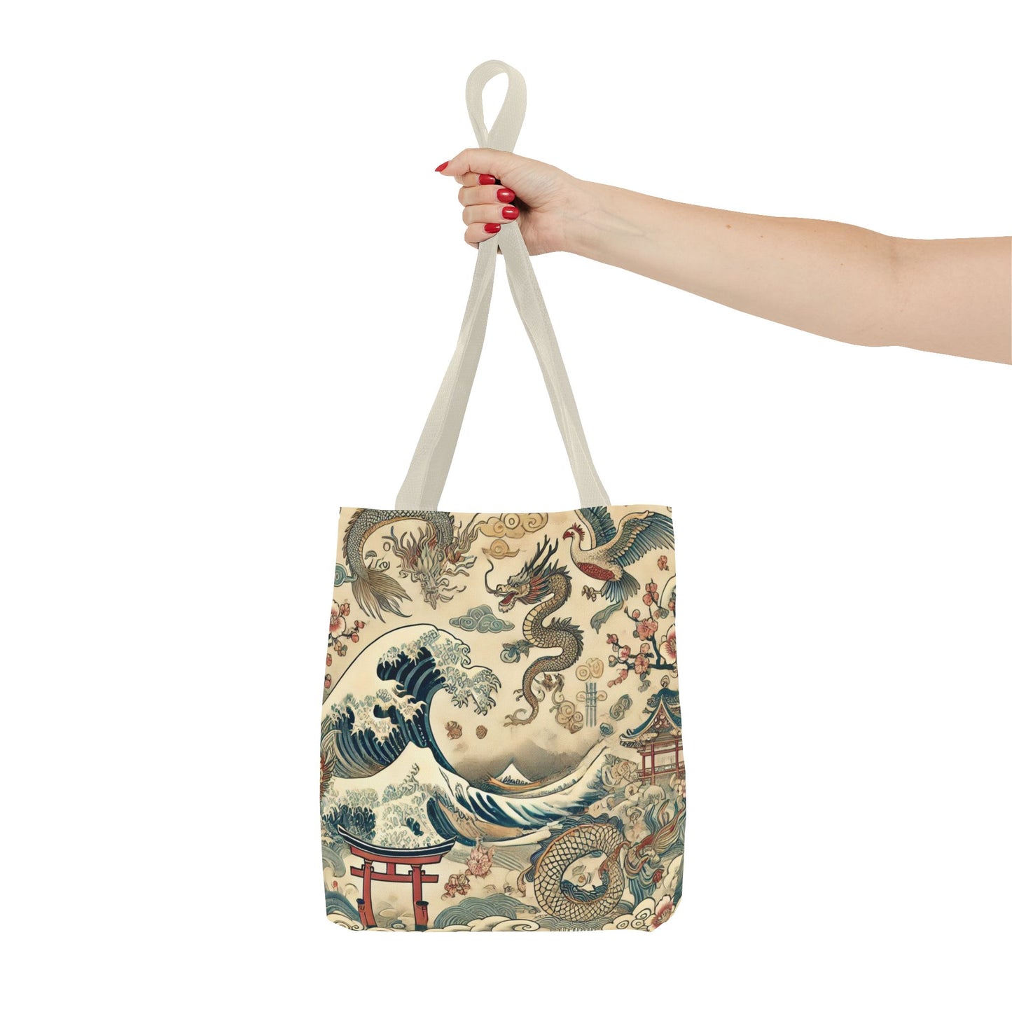 Dragon & Wave Design Tote Bag - Stylish Eco-Friendly Tote for Everyday Use